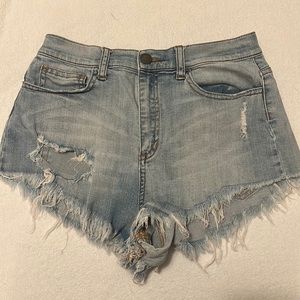 Denim cutoff high waisted shorts